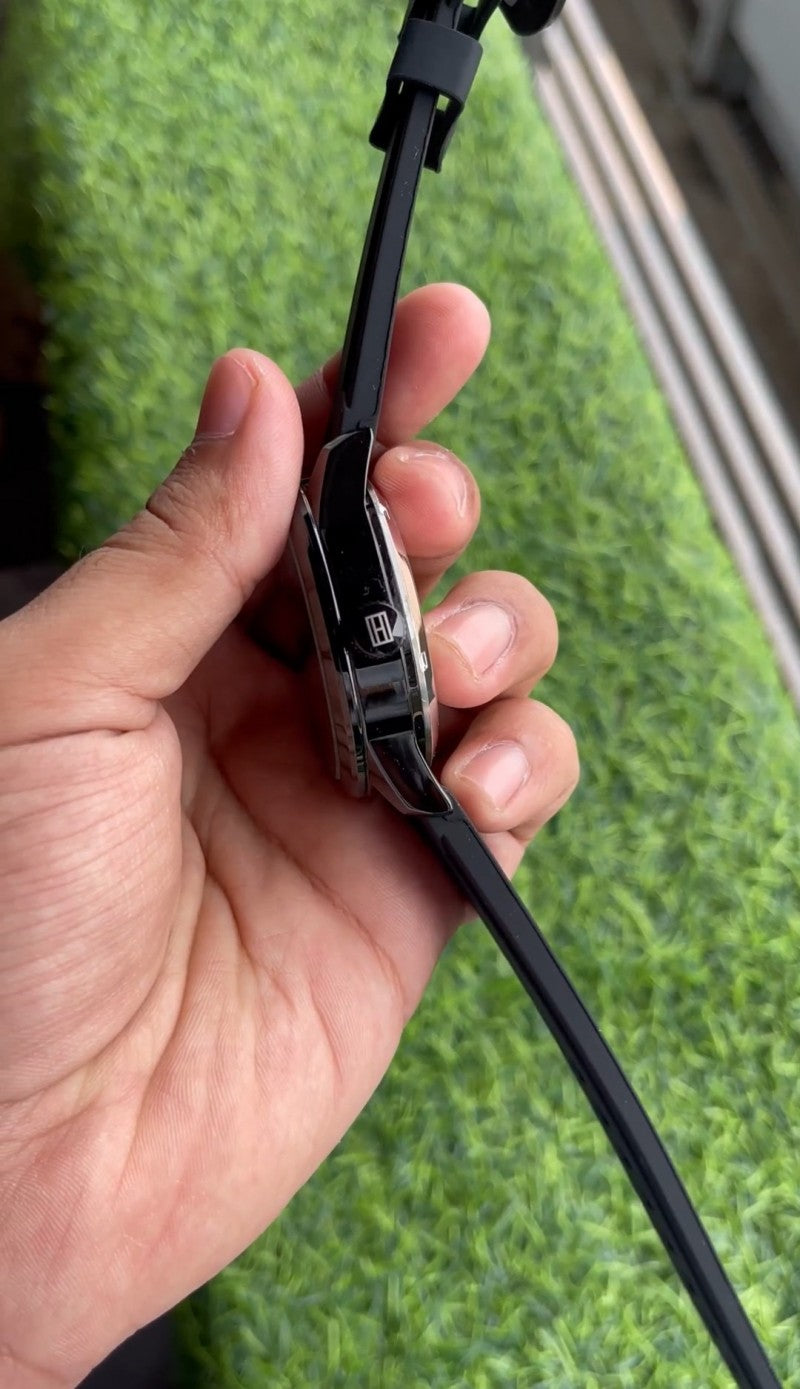 TOMMY HILFIGER AUTOMATIC FULL BLACK SILICON BELT