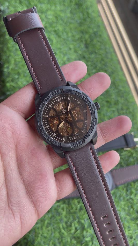 FOSSILL BRONSON LEATHER BELT AUTOMATIC