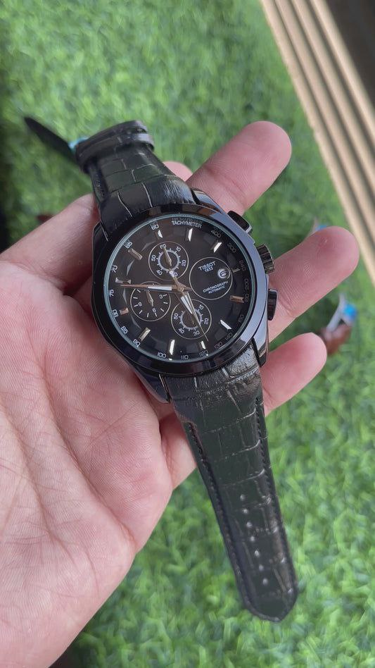 TISSOTT COURTIER 1853 LEATHER BELT FULL BLACK