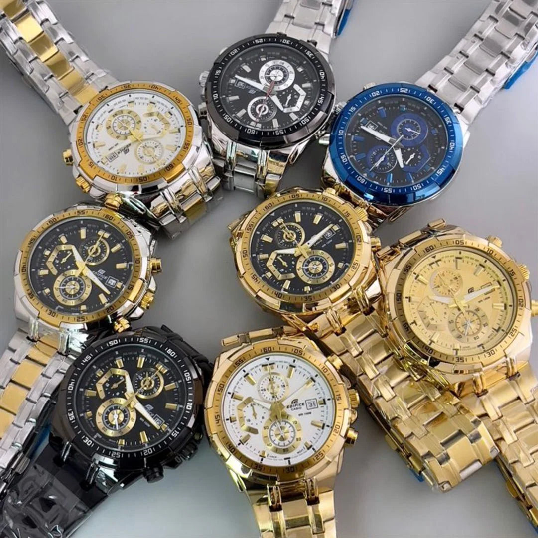 Edifice silver and blue metal watch