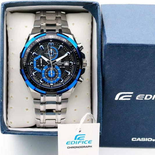 Edifice silver and blue metal watch