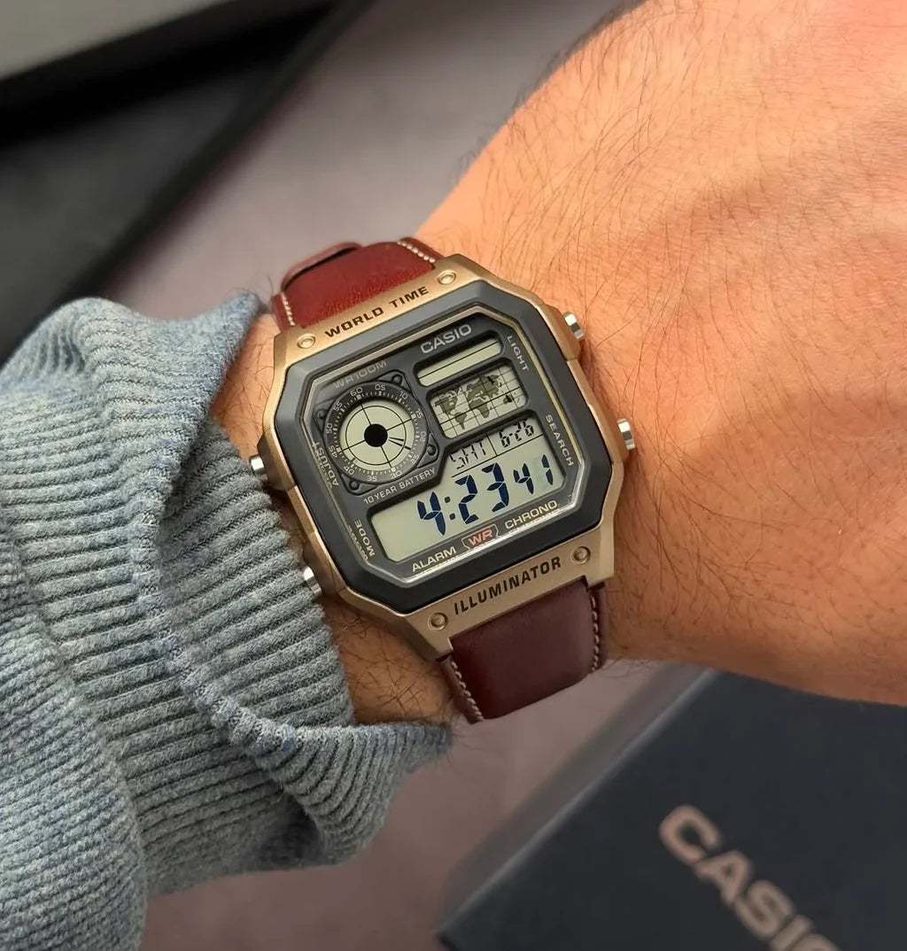 CASIO AE1200WHD BROWN GOLD LEATHER