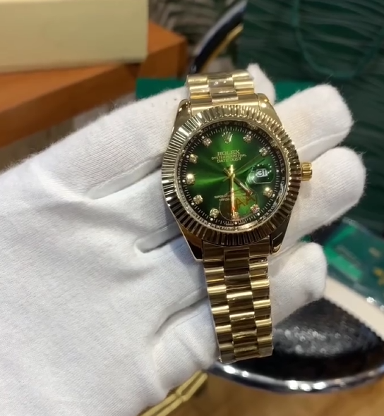 ROLEXX DAYDATE GOLD AND GREEN JAPAN QUALITY