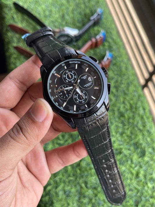 TISSOTT COURTIER 1853 LEATHER BELT FULL BLACK