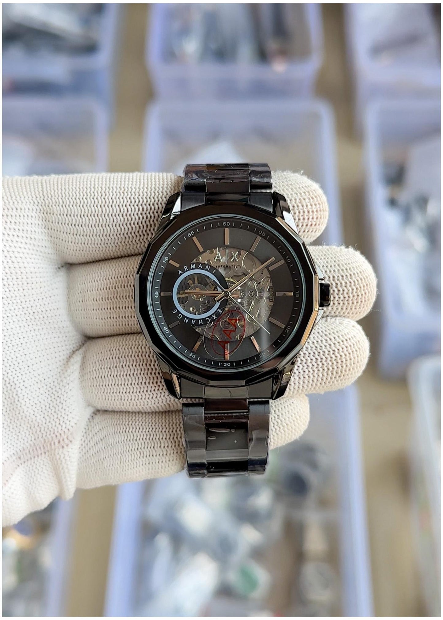 New Armani_Exchange GunMetal Automatic