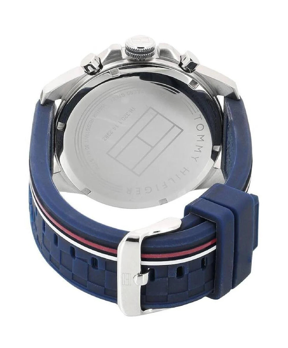 TOMMY HILFIGER DECKER SILICON BELT SILVER BLUE